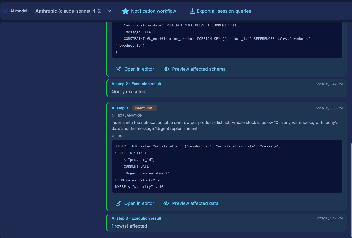 Database Agentic AI Mode