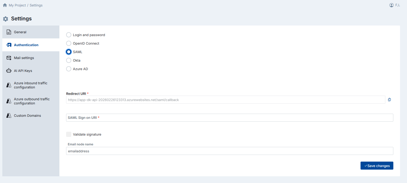 SAML Configuration