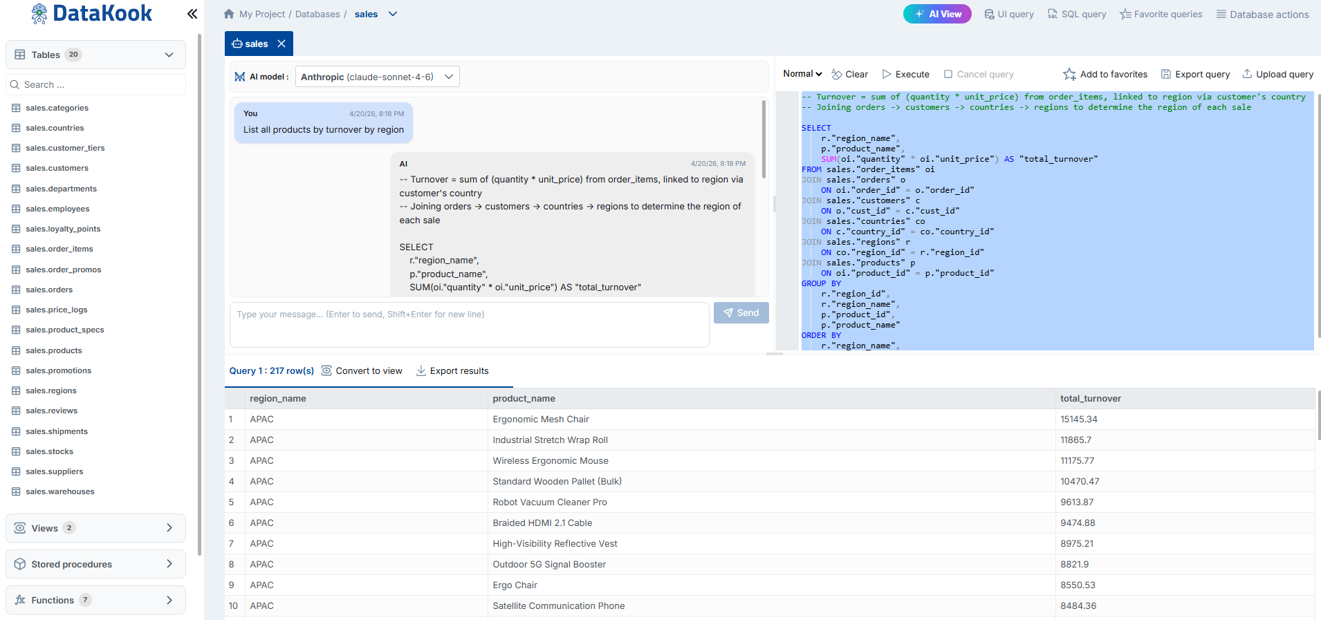 Natural Text to SQL — Query Generation Interface